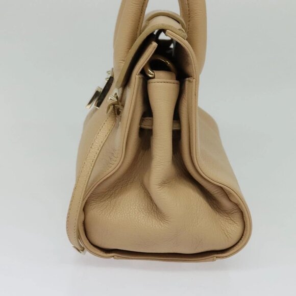 Jimmy Choo Hand Bag Leather Beige Gold Auth bs28764 - Picture 6 of 16